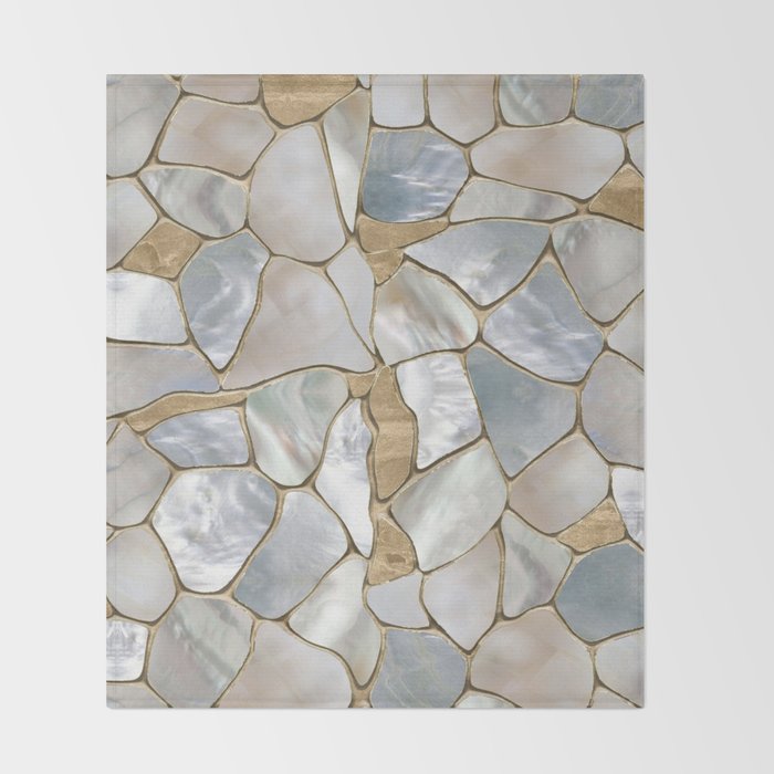 Mother of pearl and Gold cells abstract Throw Blanket Gallery Image 2