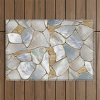Mother of pearl and Gold cells abstract Outdoor Rug Gallery Image 1