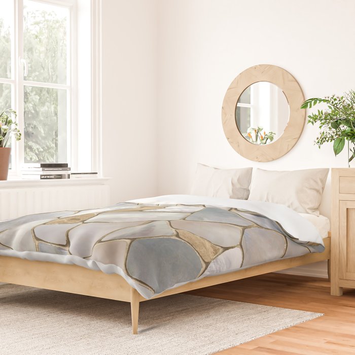 Mother of pearl and Gold cells abstract Duvet Cover Gallery Image 2