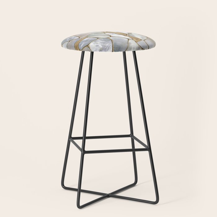Mother of pearl and Gold cells abstract Stool Gallery Image 1