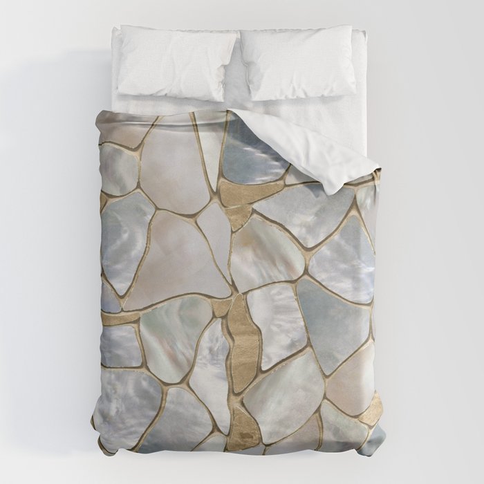 Mother of pearl and Gold cells abstract Duvet Cover Gallery Image 1
