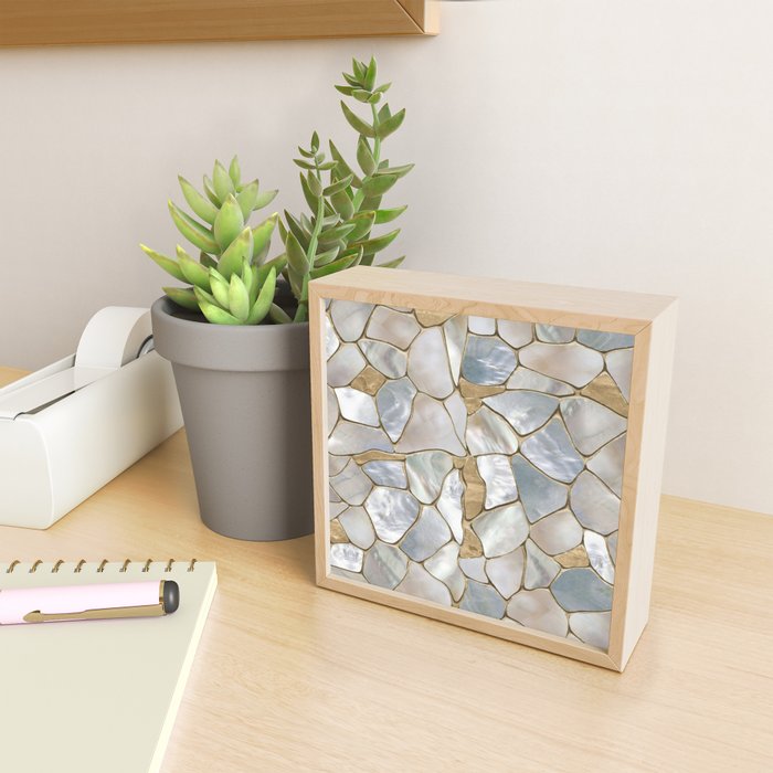 Mother of pearl and Gold cells abstract Mini Art Print Gallery Image 2