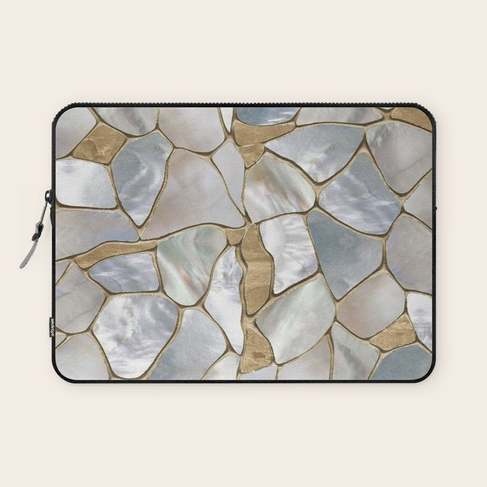 Mother of pearl and Gold cells abstract Laptop Sleeve Gallery Image 1