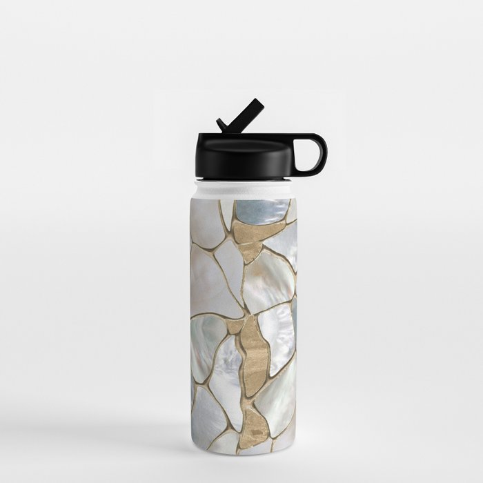 Mother of pearl and Gold cells abstract Water Bottle Gallery Image 1