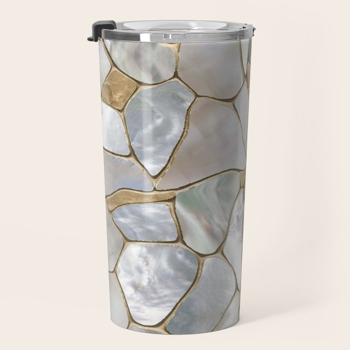 Mother of pearl and Gold cells abstract Travel Mug Gallery Image 3