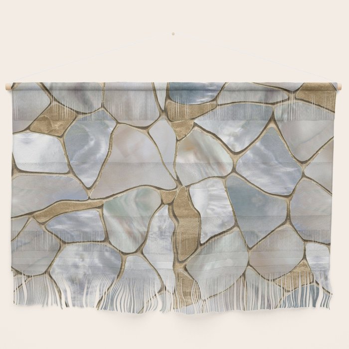 Mother of pearl and Gold cells abstract Wall Hanging