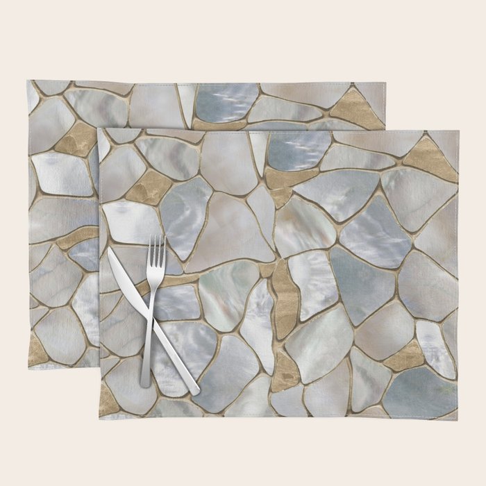 Mother of pearl and Gold cells abstract Placemat Gallery Image 1