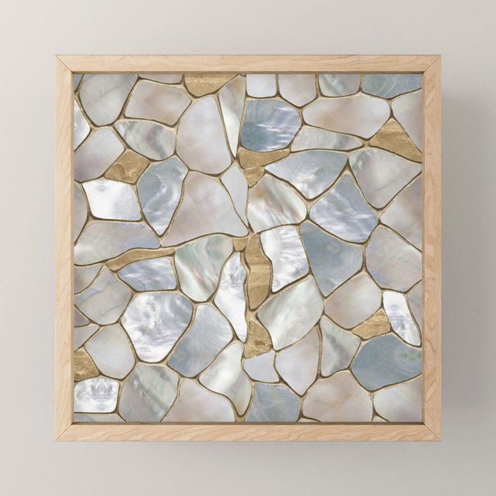 Mother of pearl and Gold cells abstract Mini Art Print Gallery Image 1