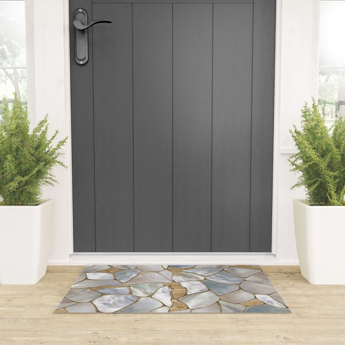 Mother of pearl and Gold cells abstract Welcome Mat Gallery Image 3