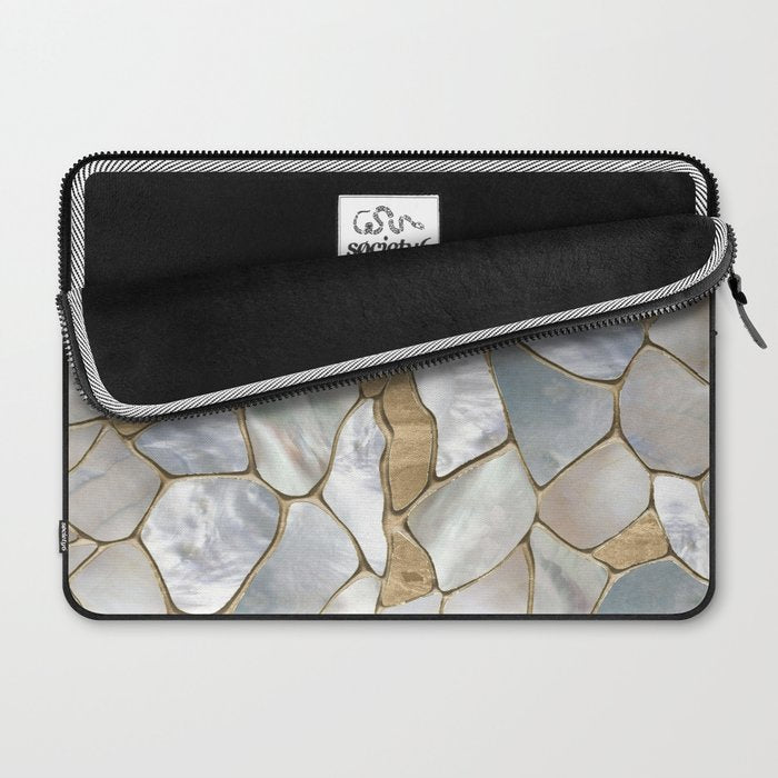 Mother of pearl and Gold cells abstract Laptop Sleeve Gallery Image 2