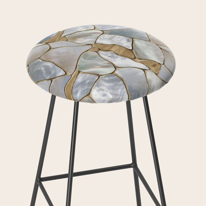 Mother of pearl and Gold cells abstract Stool Gallery Image 2