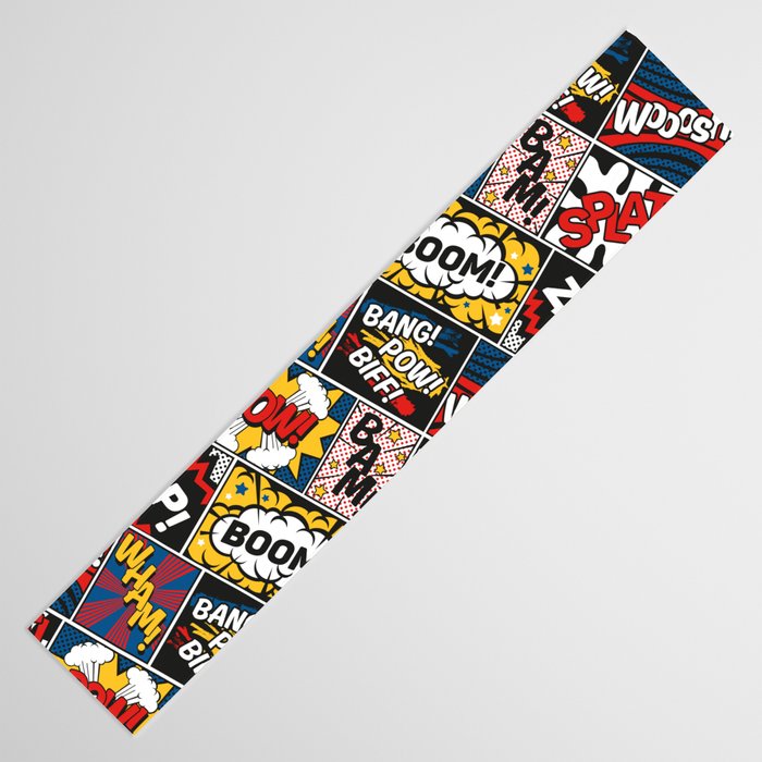 Modern Comic Book Superhero Pattern Color Colour Cartoon Lichtenstein Pop Art Table Runner Gallery Image 3