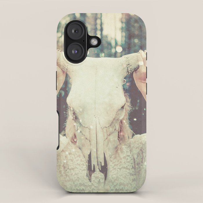 Bull Skull Tribal Woman iPhone Case Gallery Image 1