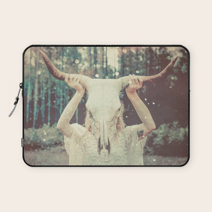Bull Skull Tribal Woman Laptop Sleeve Gallery Image 1