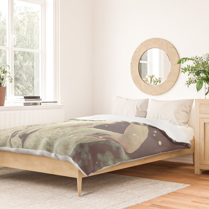 Bull Skull Tribal Woman Duvet Cover Gallery Image 2