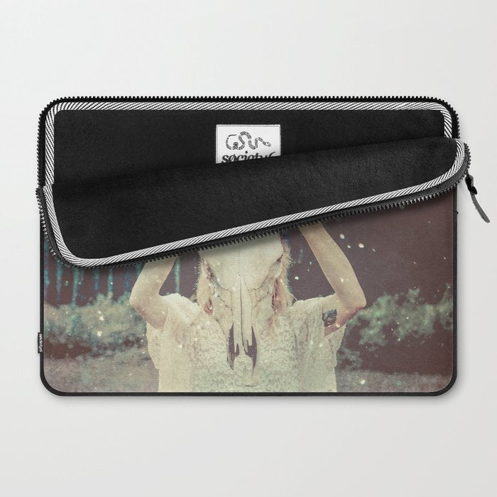 Bull Skull Tribal Woman Laptop Sleeve Gallery Image 2