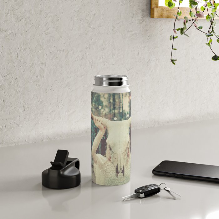 Bull Skull Tribal Woman Water Bottle Gallery Image 4