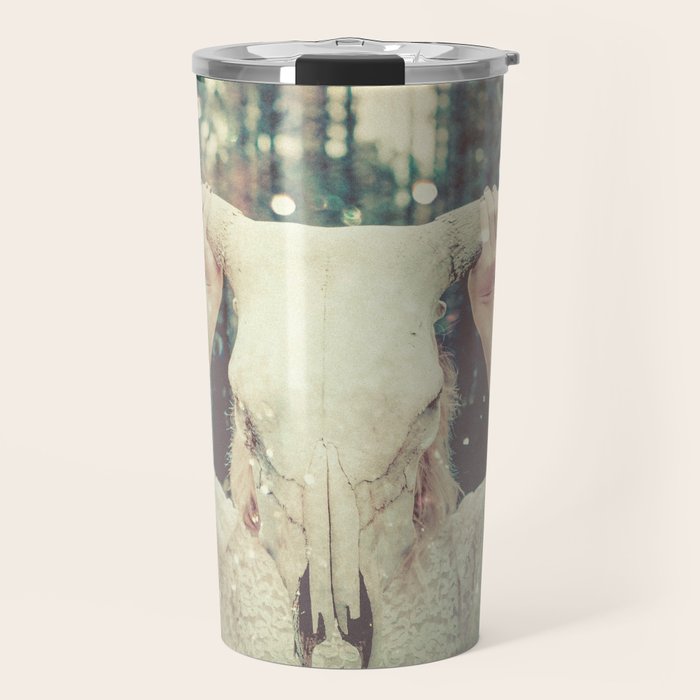 Bull Skull Tribal Woman Travel Mug Gallery Image 1