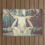 Bull Skull Tribal Woman Outdoor Rug Gallery Image 1