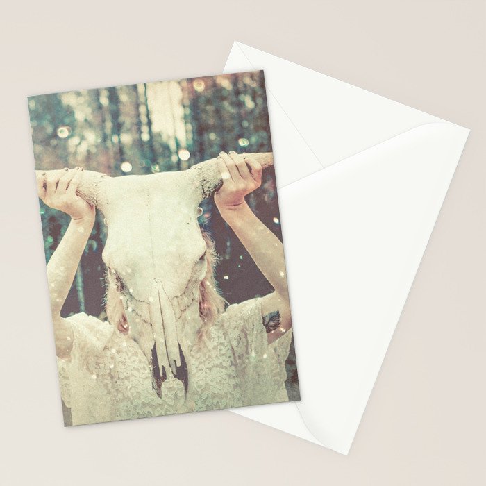 Bull Skull Tribal Woman Stationery Card Gallery Image 2