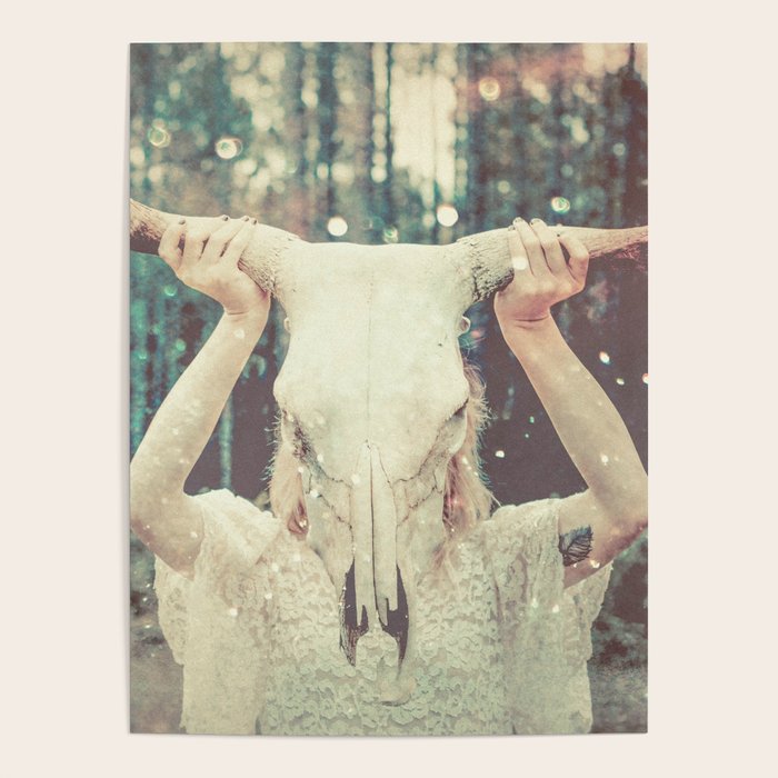 Bull Skull Tribal Woman Poster Gallery Image 4