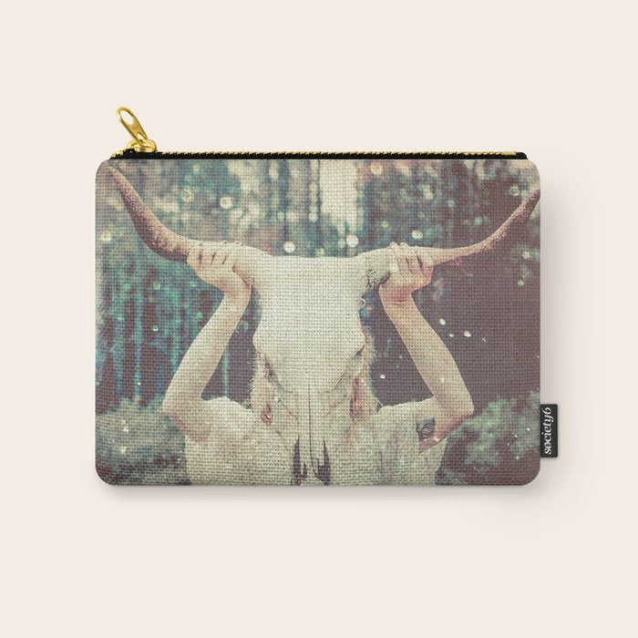 Bull Skull Tribal Woman Carry All Pouch Gallery Image 1