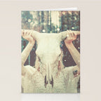 Bull Skull Tribal Woman Stationery Card Gallery Image 2