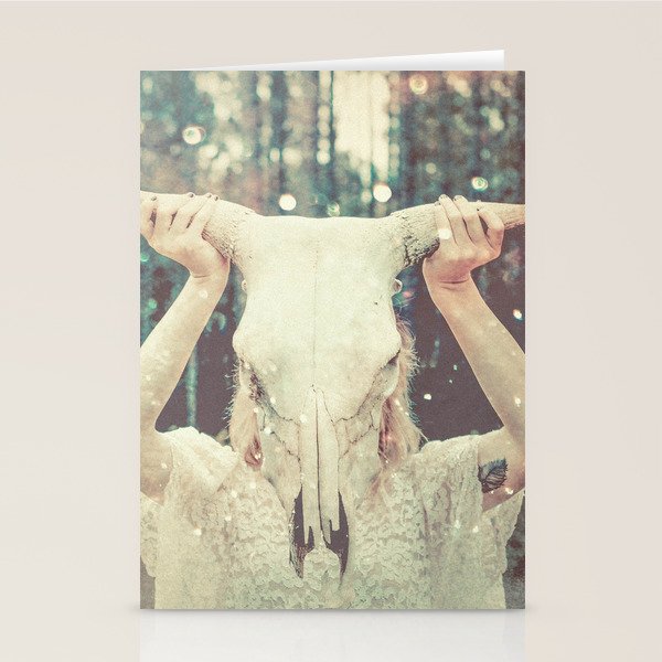 Bull Skull Tribal Woman Stationery Card Gallery Image 2