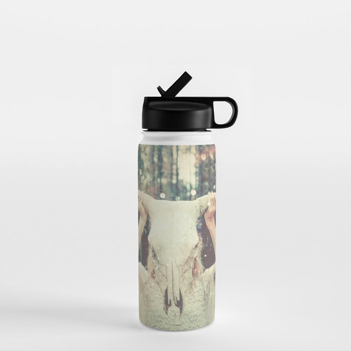 Bull Skull Tribal Woman Water Bottle Gallery Image 1