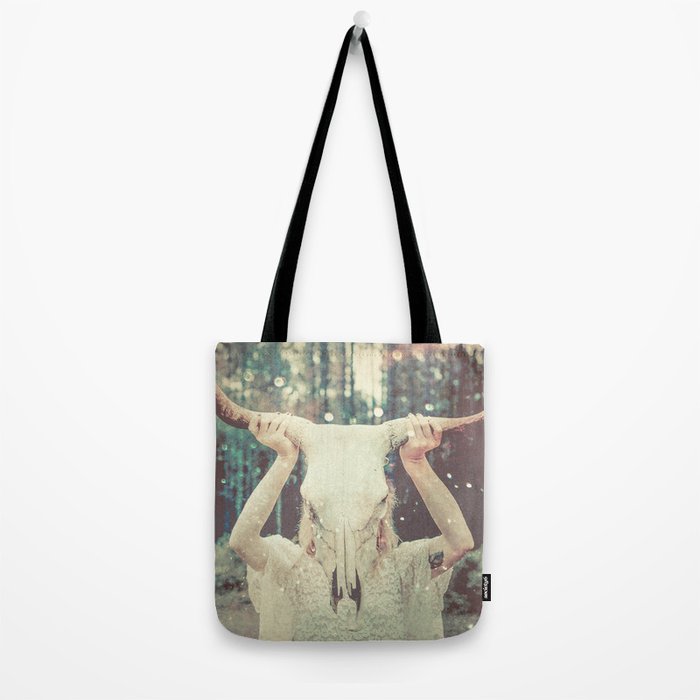 Bull Skull Tribal Woman Tote Bag Gallery Image 2