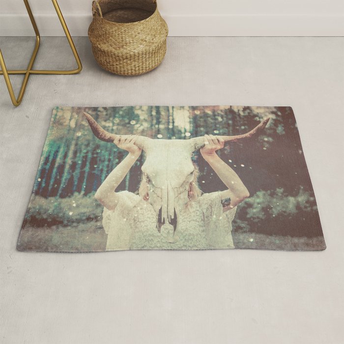 Bull Skull Tribal Woman Rug Gallery Image 1