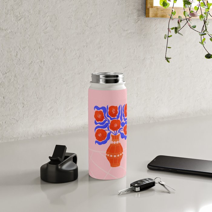 Bright Red Poppies In A Vase Water Bottle Gallery Image 4