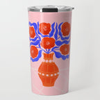 Bright Red Poppies In A Vase Travel Mug Gallery Image 1