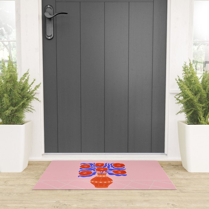 Bright Red Poppies In A Vase Welcome Mat Gallery Image 3