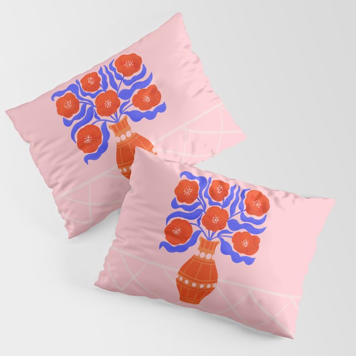 Bright Red Poppies In A Vase Pillow Sham Gallery Image 1