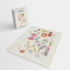 Vintage Sewing Kit Illustration Jigsaw Puzzle Gallery Image 2