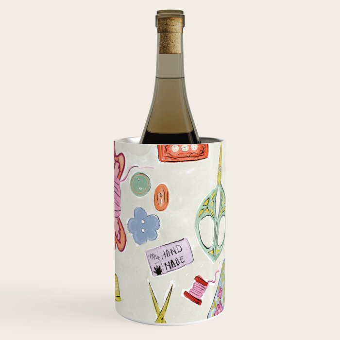 Vintage Sewing Kit Illustration Wine Chiller Gallery Image 1