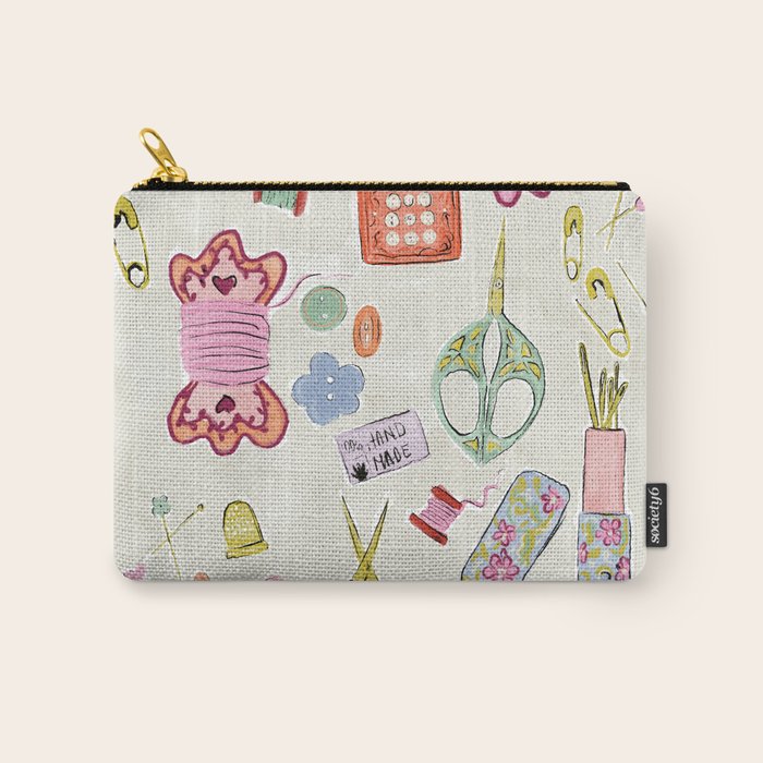 Vintage Sewing Kit Illustration Carry All Pouch Gallery Image 1