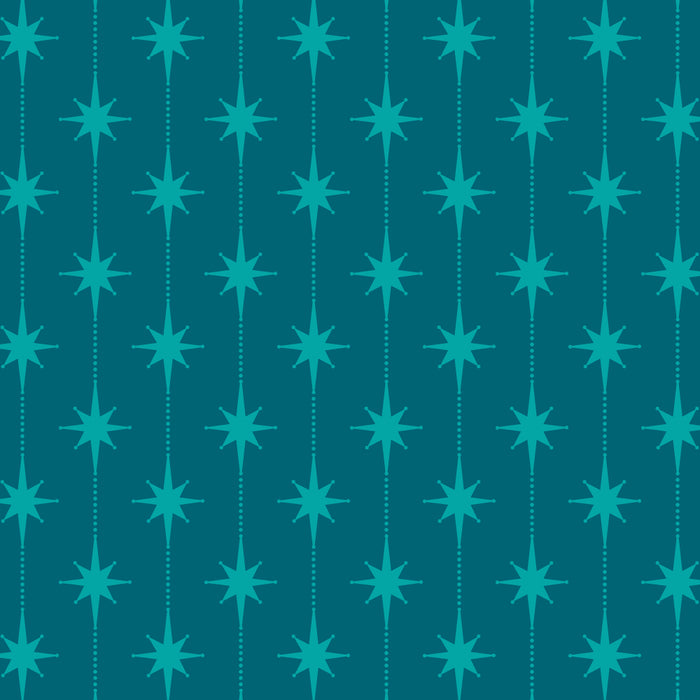 Midcentury Stars and Dots Pattern in Teal Blue and Turquoise Coffee Mug Gallery Image 2
