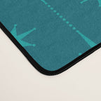 Midcentury Stars and Dots Pattern in Teal Blue and Turquoise Desk Mat Gallery Image 4