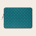 Midcentury Stars and Dots Pattern in Teal Blue and Turquoise Laptop Sleeve Gallery Image 1