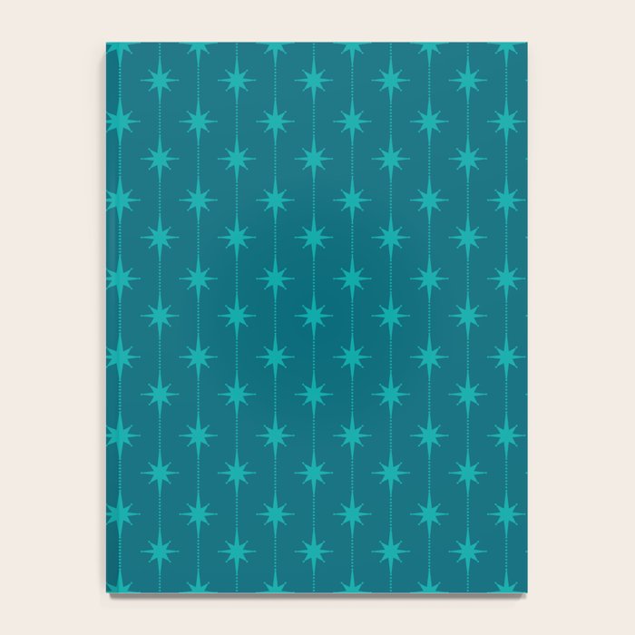 Midcentury Stars and Dots Pattern in Teal Blue and Turquoise Notebook Gallery Image 4