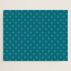Midcentury Stars and Dots Pattern in Teal Blue and Turquoise Jigsaw Puzzle Gallery Image 1