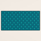 Midcentury Stars and Dots Pattern in Teal Blue and Turquoise Desk Mat Gallery Image 3