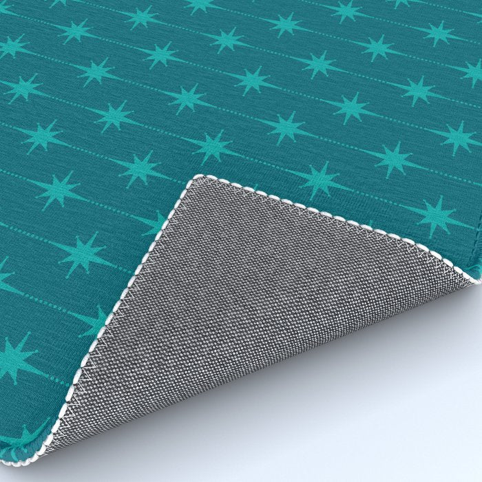 Midcentury Stars and Dots Pattern in Teal Blue and Turquoise Rug Gallery Image 4
