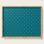 Midcentury Stars and Dots Pattern in Teal Blue and Turquoise Serving Tray Gallery Image 1