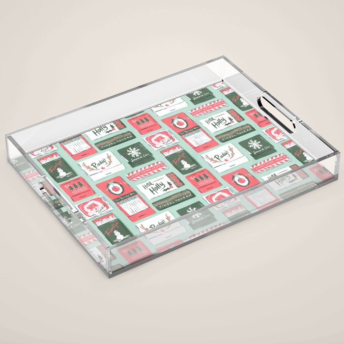 Vintage Christmas Holiday Matchbooks Acrylic Tray Gallery Image 1