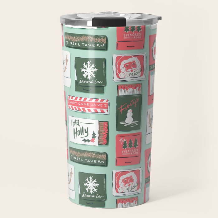 Vintage Christmas Holiday Matchbooks Travel Mug Gallery Image 1
