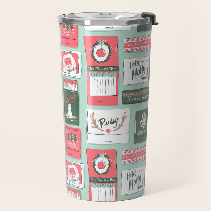 Vintage Christmas Holiday Matchbooks Travel Mug Gallery Image 2