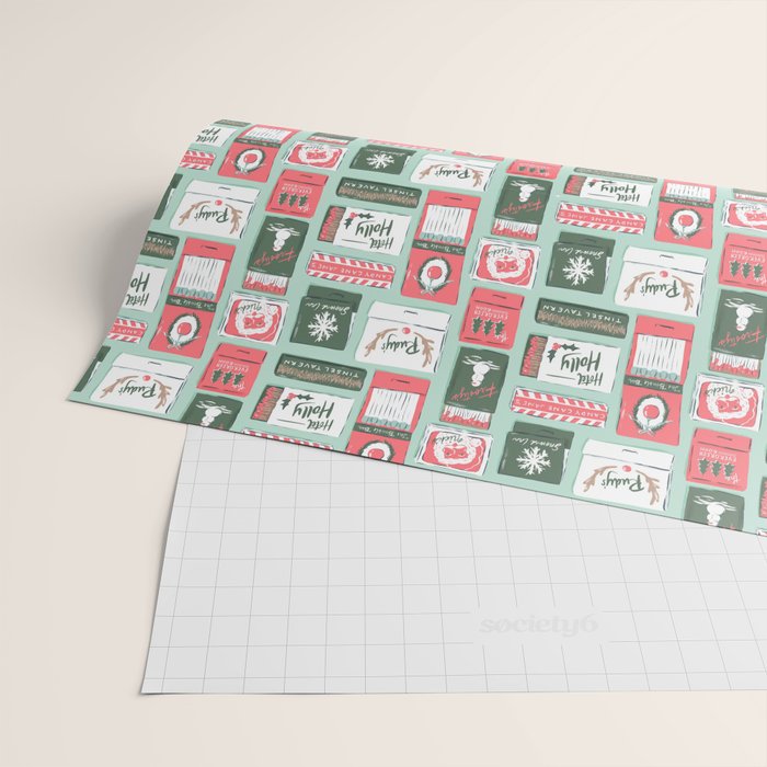 Vintage Christmas Holiday Matchbooks Wrapping Paper Gallery Image 2